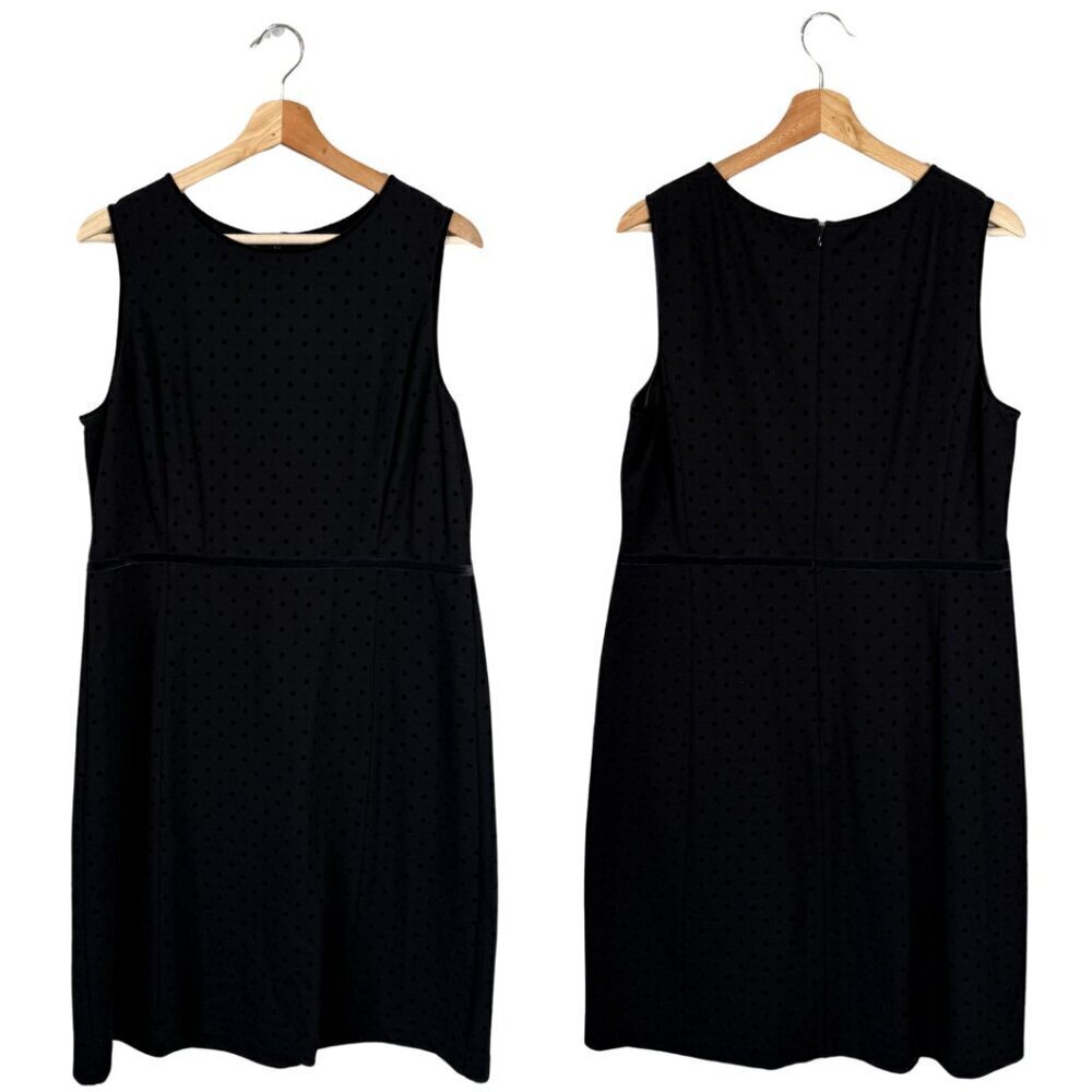 Talbots Velvet Polka Dot Cocktail Sheath Mini Dress Women's 14 Black Sleeveless